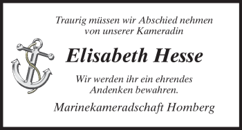 Todesanzeige von Elisabeth Hesse von HNA