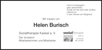 Todesanzeige von Helen Burisch von HNA