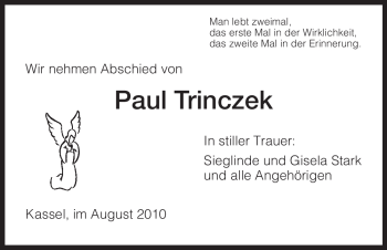 Todesanzeige von Paul Trinczek von HNA