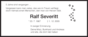 Todesanzeige von Ralf Severitt von HNA