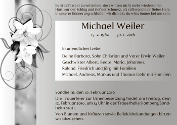 Todesanzeige von Michael Weiler von HNA