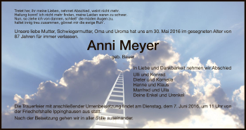 Todesanzeige von Anni Meyer von HNA
