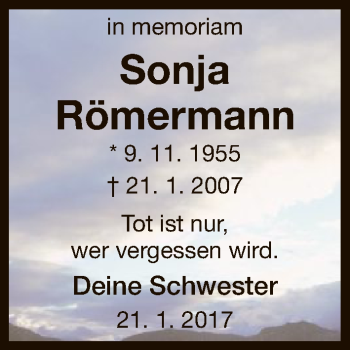 Todesanzeige von Sonja Römermann von HNA