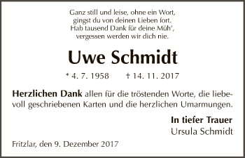 Todesanzeige von Uwe Schmidt von HNA