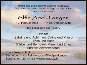 Todesanzeige von Elfie Apel-Langen von HNA