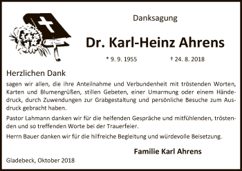 Todesanzeige von Karl-Heinz Ahrens von HNA