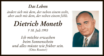 Todesanzeige von Dietrich Moneth von HNA