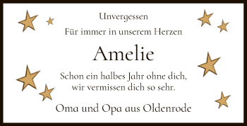 Todesanzeige von Amelie  von HNA