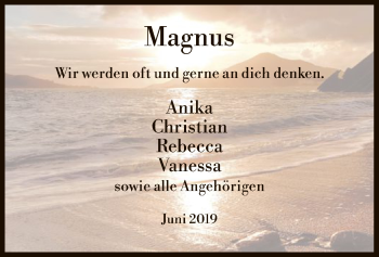 Todesanzeige von Magnus  von HNA