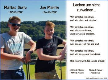 Todesanzeige von Matteo und Jan  von HNA