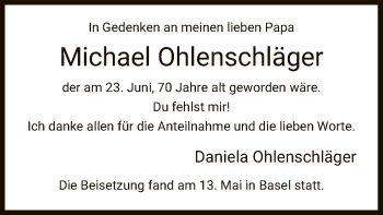 Todesanzeige von Michael Ohlenschläger von HNA