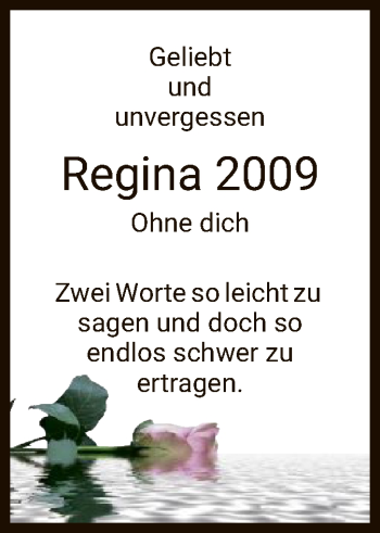 Todesanzeige von Regina  von HNA