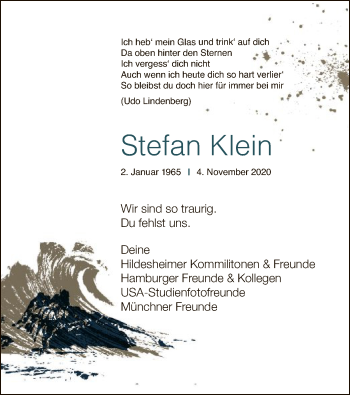 Todesanzeige von Stefan Klein von HNA