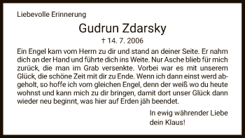 Todesanzeige von Gudrun Zdarsky von HNA