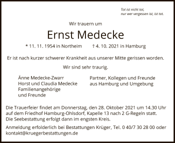 Todesanzeige von Ernst Medecke von HNA