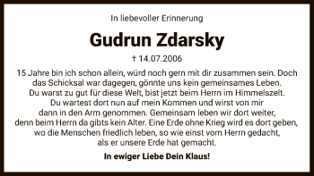 Todesanzeige von Gudrun Zdarsky von HNA