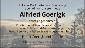 Todesanzeige von Alfried Goerigk von HNA