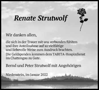 Todesanzeige von Renate Strutwolf von HNA