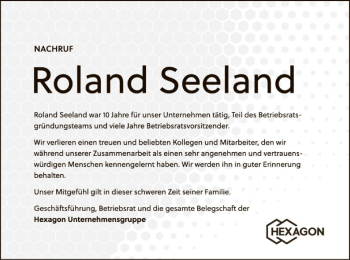 Todesanzeige von Roland Seeland von HNA