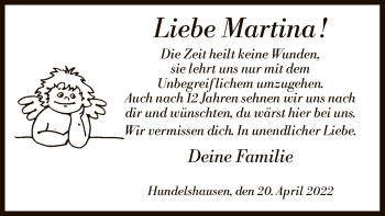 Todesanzeige von Martina  von HNA