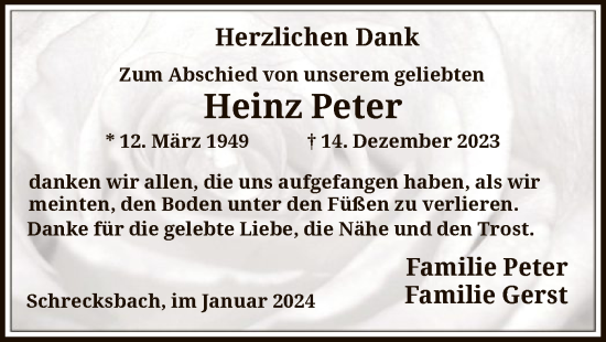 Todesanzeige von Heinz Peter von HNA