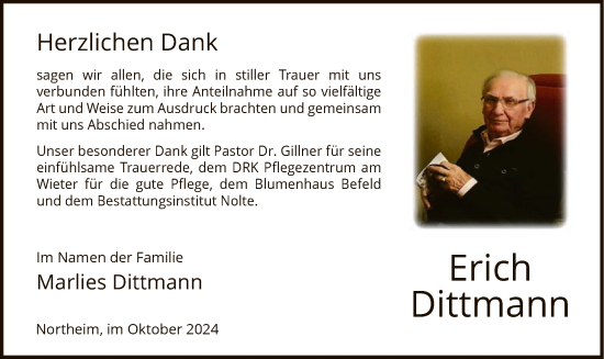 Todesanzeige von Erich Dittmann von HNA