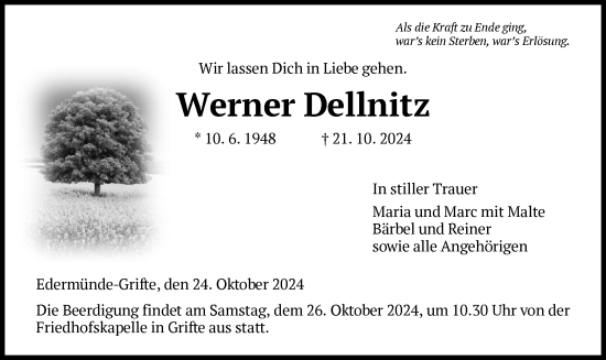 Todesanzeige von Werner Dellnitz von HNAHNA