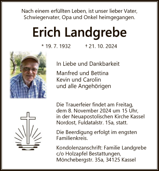 Todesanzeige von Erich Landgrebe von HNA