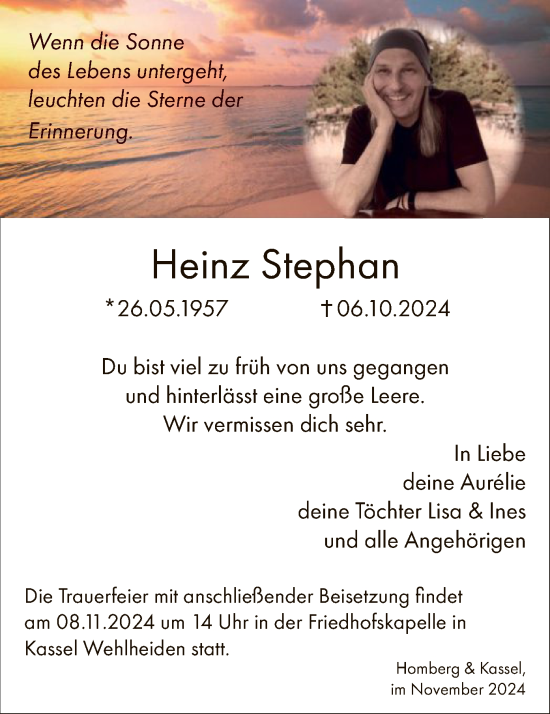 Todesanzeige von Heinz Stephan von HNAHNA