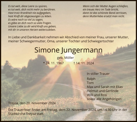 Todesanzeige von Simone Jungermann von HNAHNAHNA