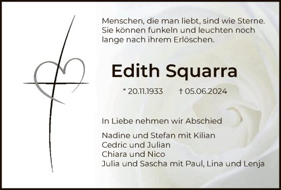 Todesanzeige von Edith Squarra von HNA