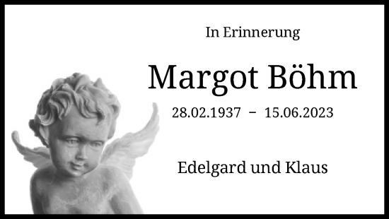 Todesanzeige von Margot Böhm von HNA