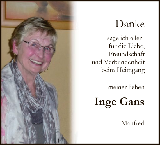 Todesanzeige von Inge Gans von HNA