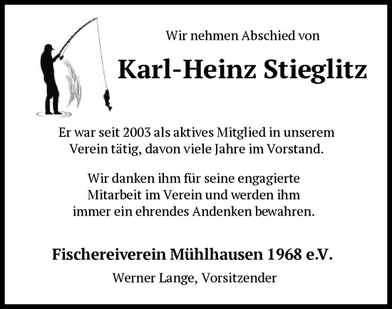 Todesanzeige von Karl-Heinz Stieglitz von HNA