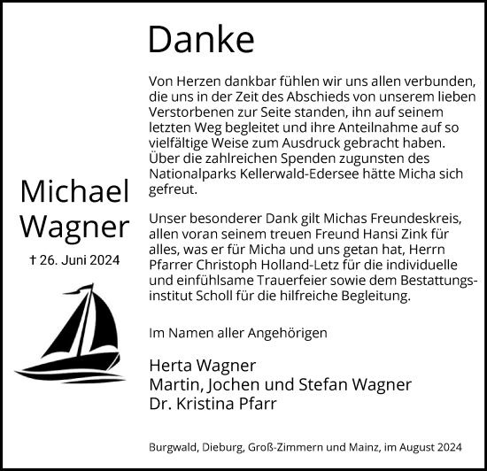 Todesanzeige von Michael Wagner von HNA