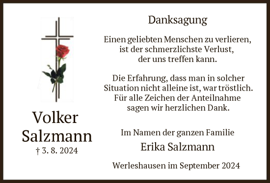 Todesanzeige von Volker Salzmann von HNA