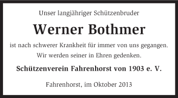 Todesanzeige von Werner Bothmer von KRZ