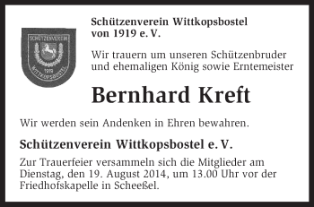 Todesanzeige von Berndhard Kreft von KRZ