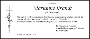 Todesanzeige von Marianne Brandt von KRZ