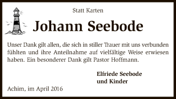Todesanzeige von Johann Seebode von SYK