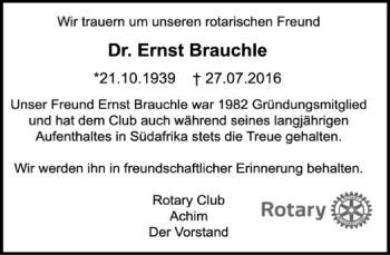 Todesanzeige von Ernst Brauchle von SYK