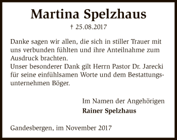 Todesanzeige von Martina Spelzhaus von SYK