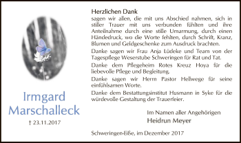 Todesanzeige von Irmgard Marschalleck von SYK