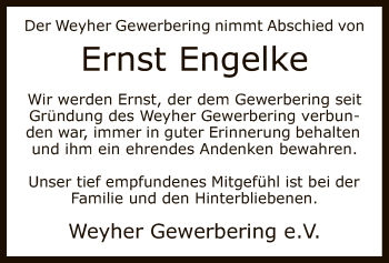 Todesanzeige von Ernst Engelke von SYK