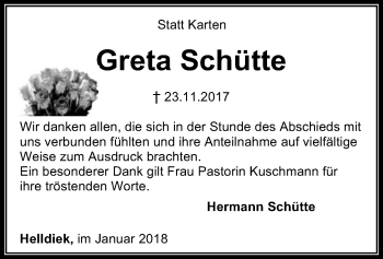 Todesanzeige von Greta Schütte von SYK