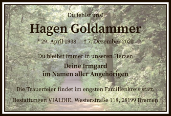 Todesanzeige von Hagen Goldammer von SYK