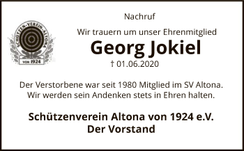 Todesanzeige von Georg Jokiel von SYK