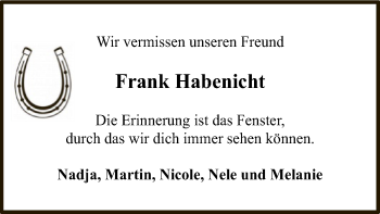 Todesanzeige von Frank Habenicht von SYK