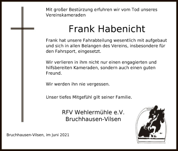 Todesanzeige von Frank Habenicht von SYK