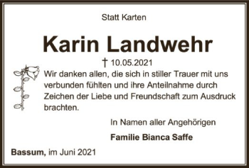 Todesanzeige von Karin Landwehr von SYK